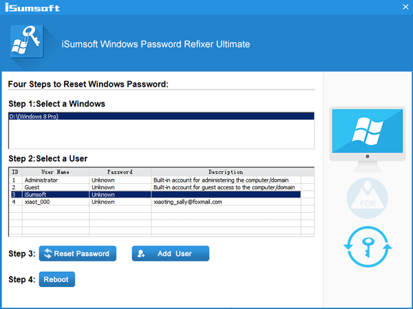 Windows Password Refixer runs