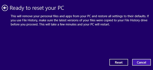 Start to Reset your PC