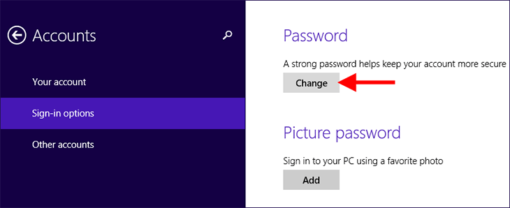 click Change under Password