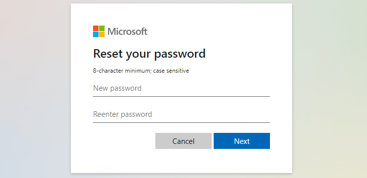 reset Microsoft account password online