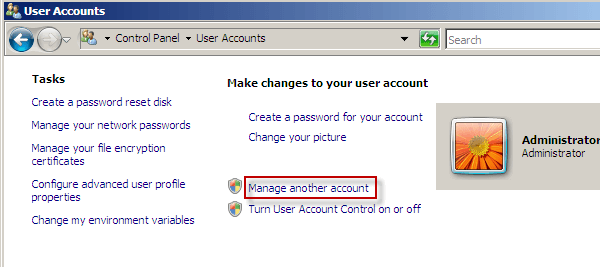 Manage another account link
