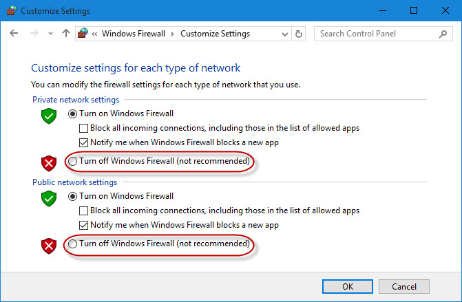 How do you turn off the Windows 8 firewall?