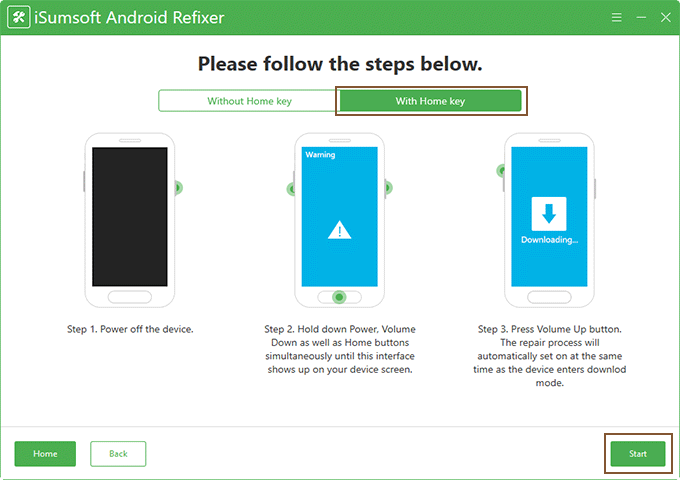 choose with home key