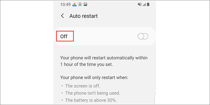 turn off Auto restart