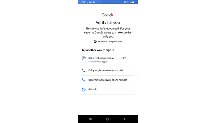 verify Google account