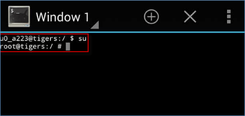 terminal app root and type su