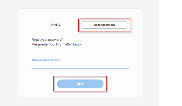 reset password