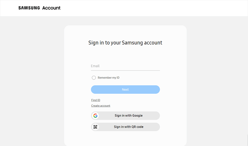 sign in with your samsung account