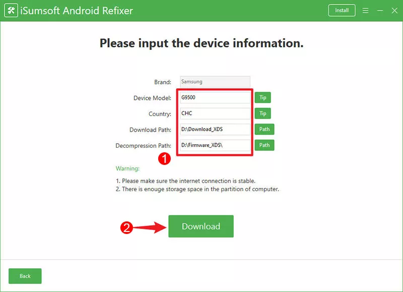 fill in required information and click Download
