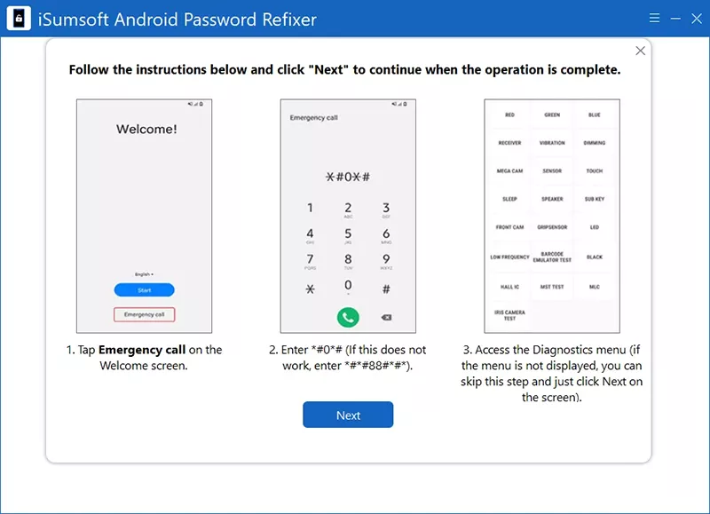 open the diagnostic menu on your phone