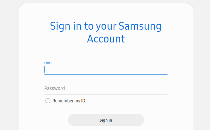 sign in to your Samsung account