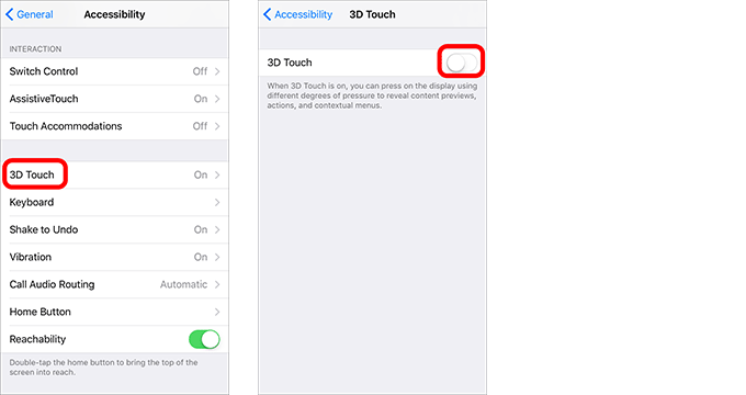 turn off 3d touch