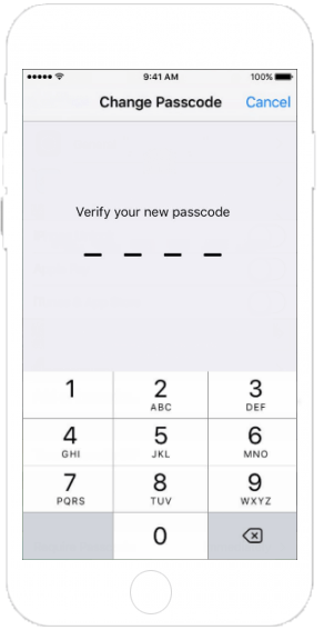 Enter new passcode and verify it