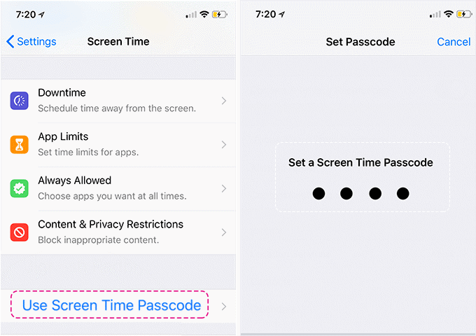 Enter a Screen Time Passcode