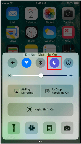 Turn on or off Do Not Disturb on Control Center