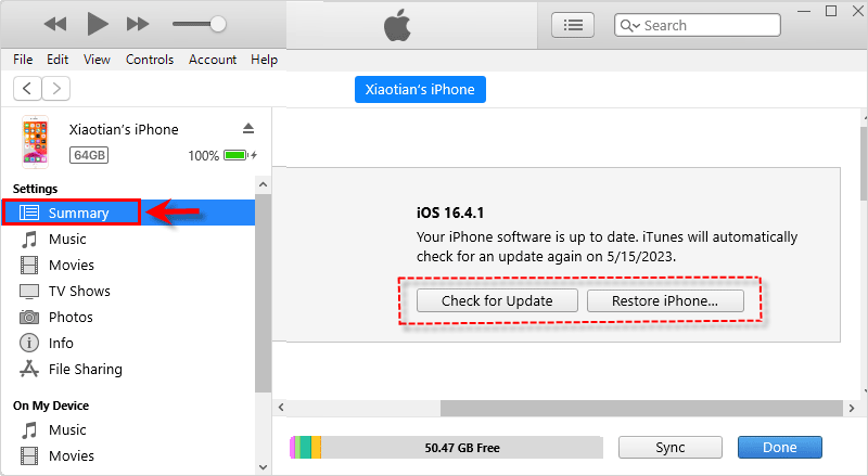 update or restore iPhone using iTunes