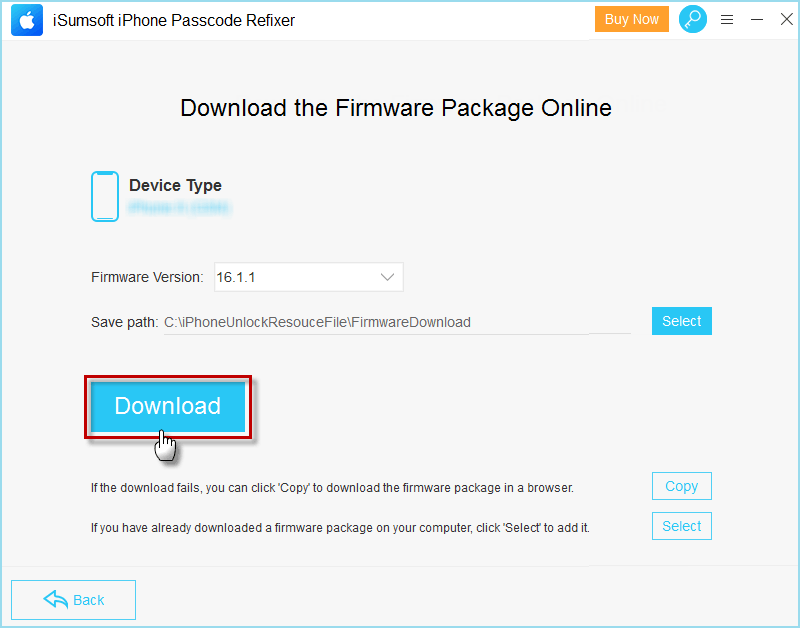 click Download button to download firmware for unlocking iPad