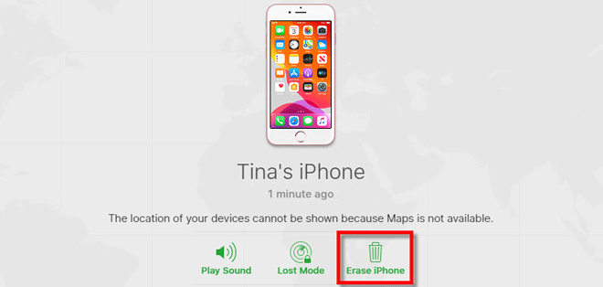 erase iPhone to remove passcode