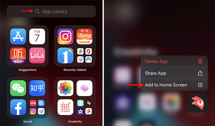 add app to Home screen