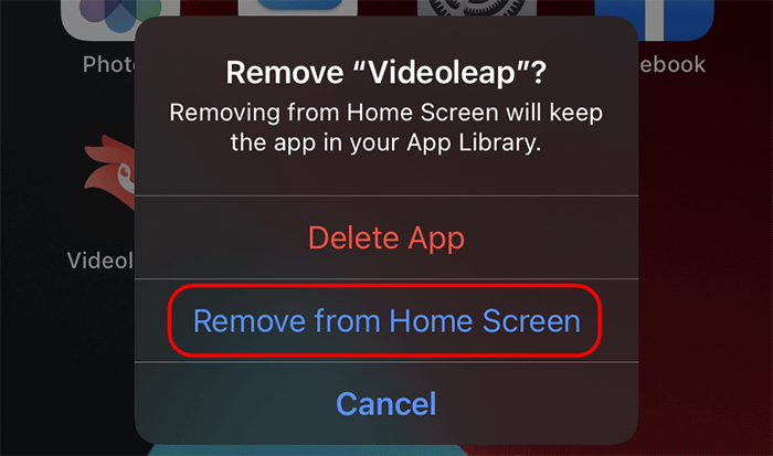 tap Remove from Home Screen
