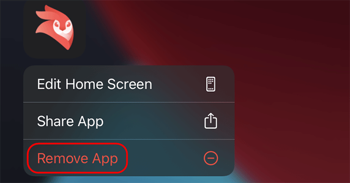 touch and hold the app and tap Delete App