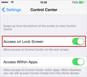 Allow to access Control Center from Lock screen
