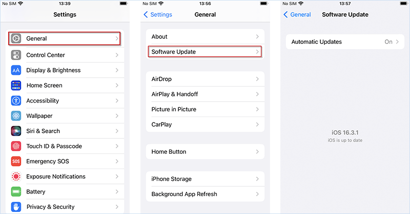 Update iOS system in Settings