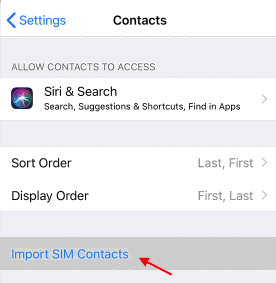 Import SIM Contacts