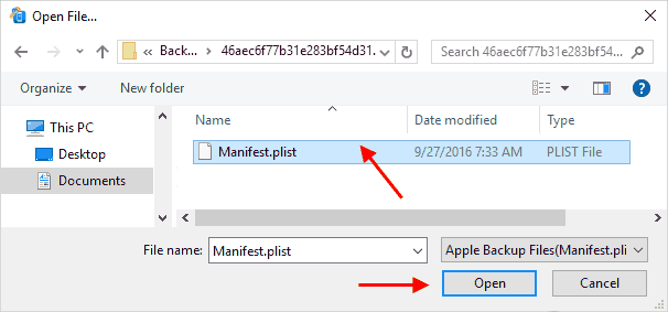 Open iTunes backup files