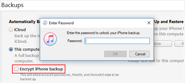 Remove encryption from iPhone backups
