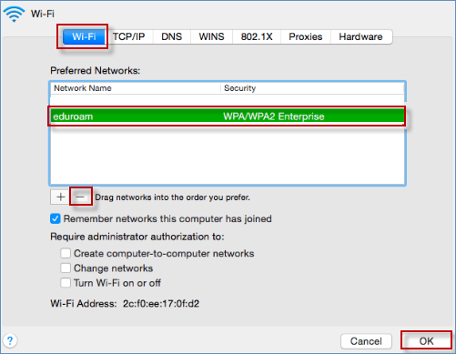 delete wifi network