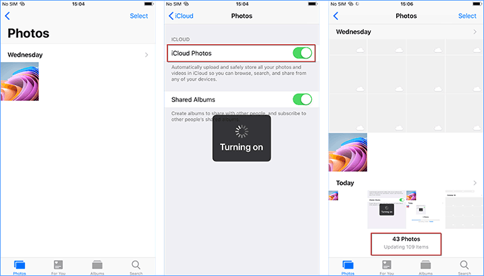 update photos by turning on iCloud photos