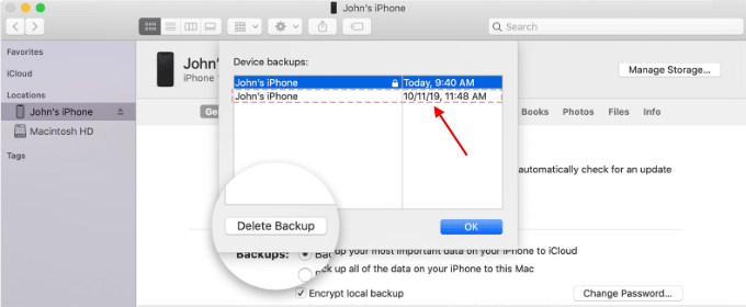 Delete old iOS backups
