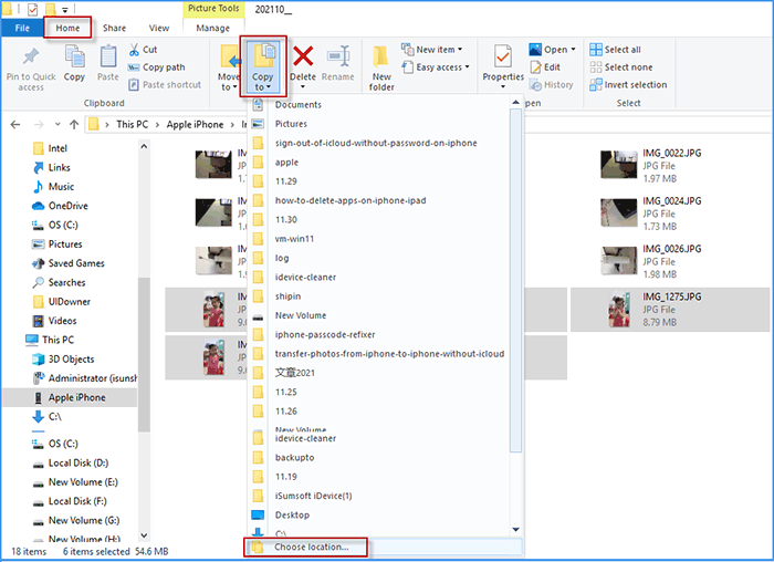 copy photos to USB drive