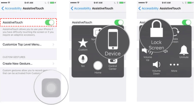 urn off iPhone with Assistive Touch