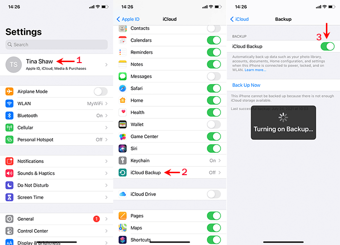how to backup iphone to icloud when device is disabled