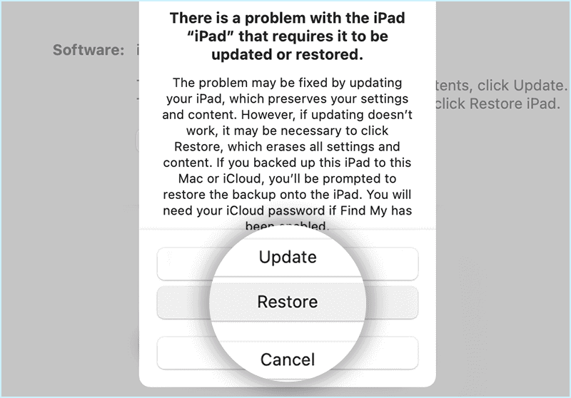 restore available iPad with iTunes
