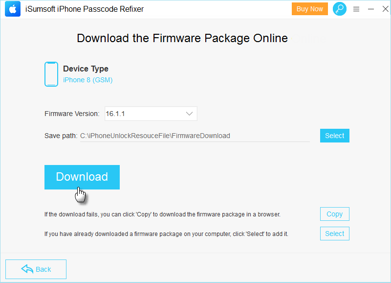 download firmware package to unlock iPhone with unresponsive screen