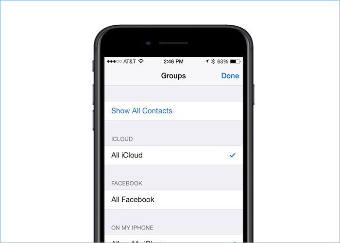 Choose All iCloud in Contact Groups 