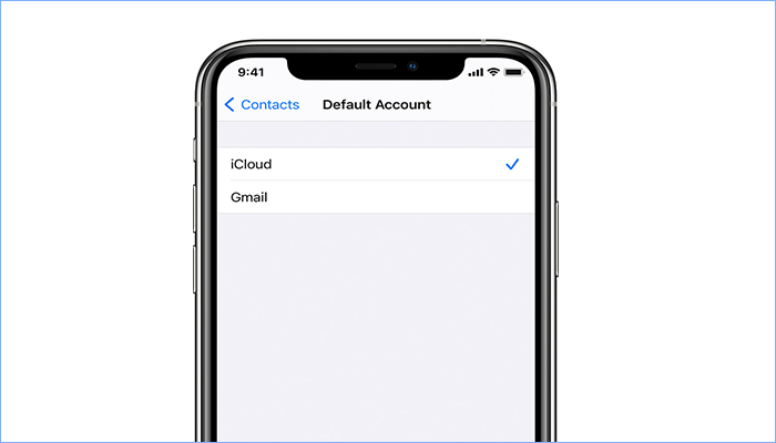 Set iCloud as your Default Account