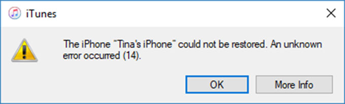 iTunes error message