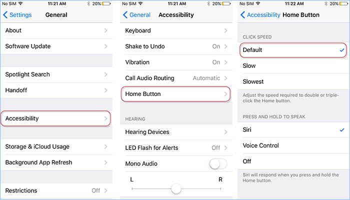 adjust iPhone home buttion