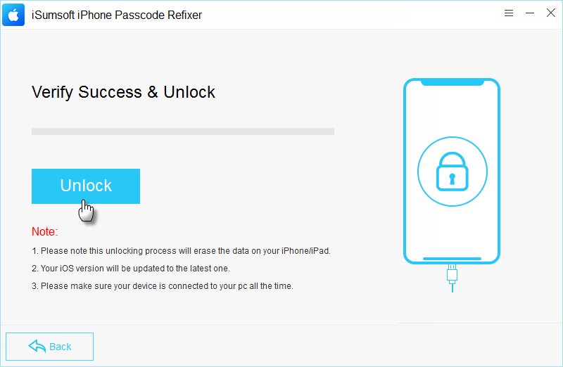 click Unlock to fix unlock locked iPhone