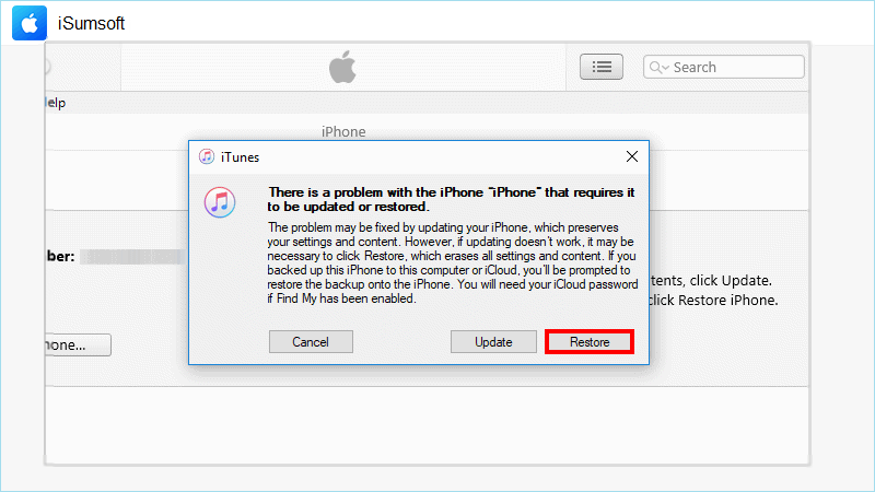 use iTunes to fix iPhone locked after update