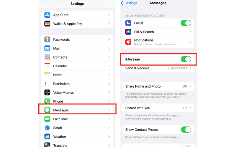 re enable imessage