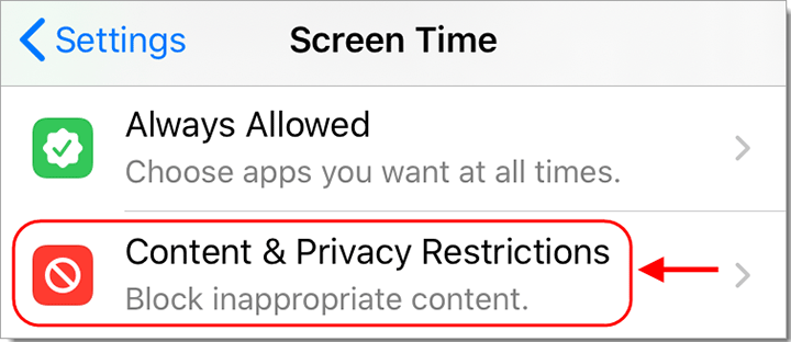 tap Content and Privacy Restrictions