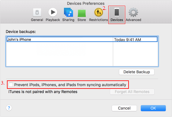 Prevent all iOS device from auto-sync
