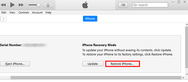 click Restore iPhone