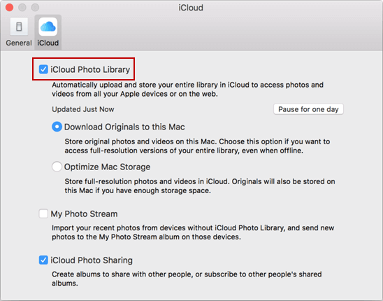 Enable iCloud Photo Library on Mac
