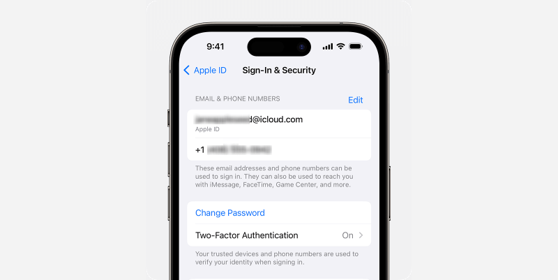 View Apple ID and associated phone number